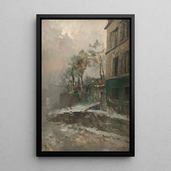Rue de Montmartre onder de sneeuw - Pierre Jacques Pelletier — ingelijst kunstwerk aan de muur
