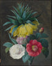 van Vier pioenrozen en een keizerlijke kroon - Pierre-Joseph Redouté — weergave van het kunstwerk