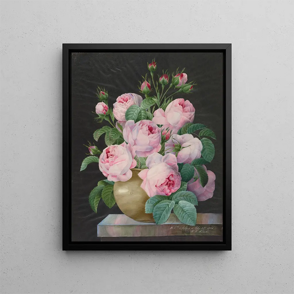 Pierre Joseph Redout - Pink Roses in a Vase.webp
