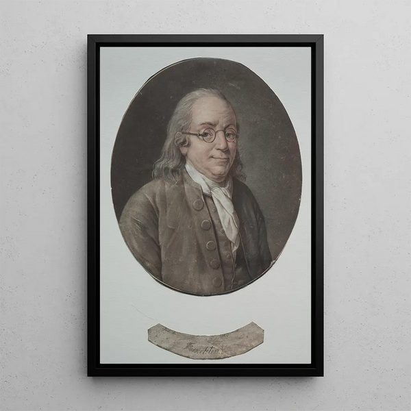 Benjamin Franklin - Pierre Michel Alix — ingelijst kunstwerk aan de muur