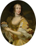 Portret van een dame in een allegorisch kostuum die een schaal met parels vasthoudt - Pierre Mignard — weergave van het kunstwerk