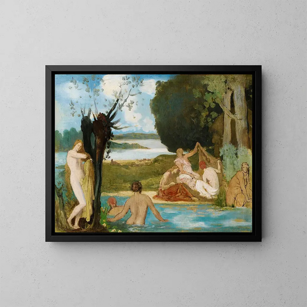 Schets voor de zomer: Het bad - Pierre Puvis de Chavannes — ingelijst kunstwerk aan de muur