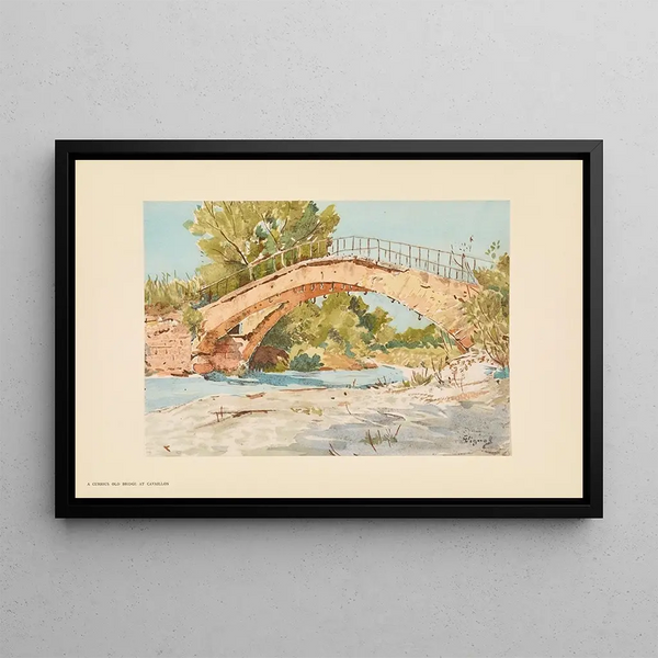 A Curious Old Bridge in Cavaillon - Pierre Vignal — framed artwork on a wall