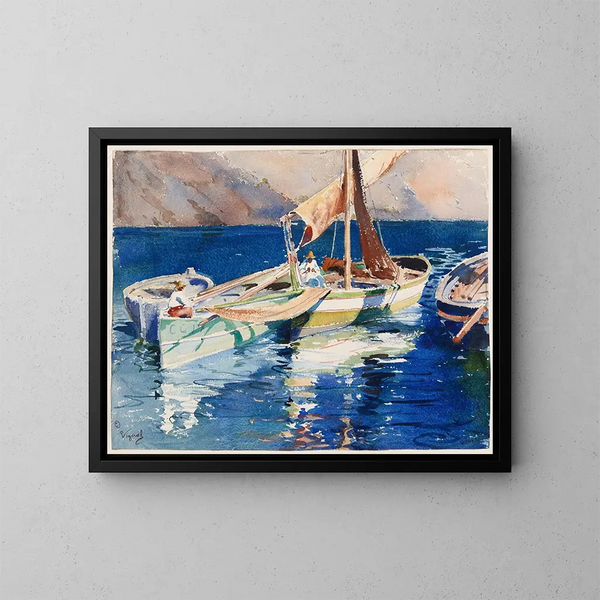 Mediterranean fishing boats - Pierre Vignal — framed artwork on a wall