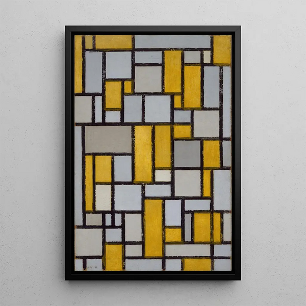 Composition avec grille 1 - Piet Mondrian — ingelijst kunstwerk aan de muur