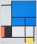 Compositie met een groot blauw, rood, zwart, geel en grijs vliegtuig - Piet Mondrian — weergave van het kunstwerk