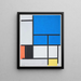 Compositie met een groot blauw, rood, zwart, geel en grijs vliegtuig - Piet Mondrian — ingelijst kunstwerk aan de muur