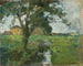 Landelijk landschap met boom op de voorgrond en irrigatiegracht - Piet Mondrian — weergave van het kunstwerk