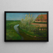 Kanaal van een gekromd irrigatiekanaal langs een boerderij met bloeiende bomen - Piet Mondrian — ingelijst kunstwerk aan de muur
