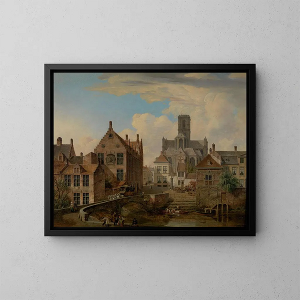 van de Kathedraal Saint-Bavon en de Reep in Gent - Pieter Frans De Noter — ingelijst kunstwerk aan de muur