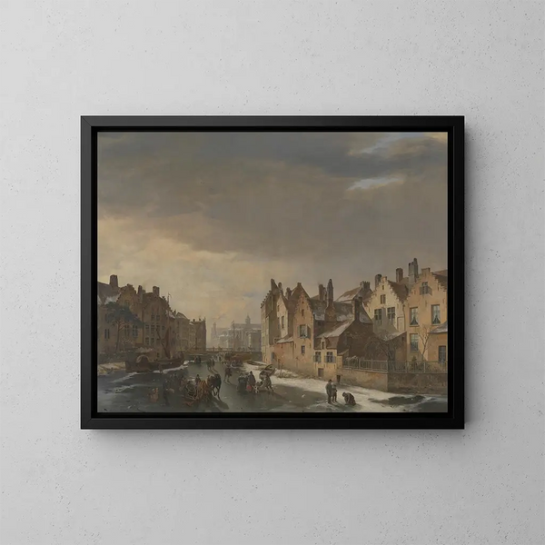 Winterlandschap in Gent - Pieter Frans De Noter — ingelijst kunstwerk aan de muur