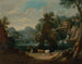 Een herder met koeien aan de rand van een rivier in een waterval - Pieter Bout — weergave van het kunstwerk