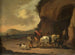 van een schilderij met cavalerie gestopt in een bergpas - Pieter Bout — weergave van het kunstwerk
