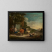 Landschapschilderij met herders en een kudde bij een put - Pieter Bout — ingelijst kunstwerk aan de muur
