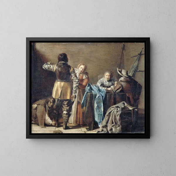 Interior of the guardhouse painting - Pieter Codde — framed artwork on a wall
