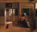 Een moeder die haar kind haar losmaakt - Pieter de Hooch — weergave van het kunstwerk