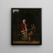 Een vrouw en twee mannen onder een pergola - Pieter de Hooch — ingelijst kunstwerk aan de muur