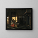 Binnenlands schilderij met een moeder bij een wieg - Pieter de Hooch — ingelijst kunstwerk aan de muur