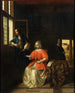 Binnenlands schilderij met een jonge vrouw die een brief leest - Pieter de Hooch — weergave van het kunstwerk