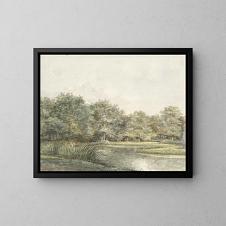 Pieter Ernst Hendrik Praetorius - Landschap met bomen aan het water.webp