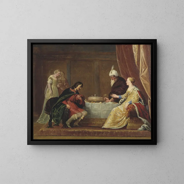 Esther, Assuérus et Haman - Pieter Fransz de Grebber — framed artwork on a wall