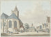 De markt in Vlaardingen met de kerk en het stadhuis - Pieter Jan van Liender — weergave van het kunstwerk