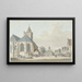 De markt in Vlaardingen met de kerk en het stadhuis - Pieter Jan van Liender — ingelijst kunstwerk aan de muur