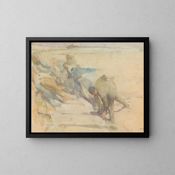 Workers dismantling rails - Pieter Josselin de Jong — framed artwork on a wall