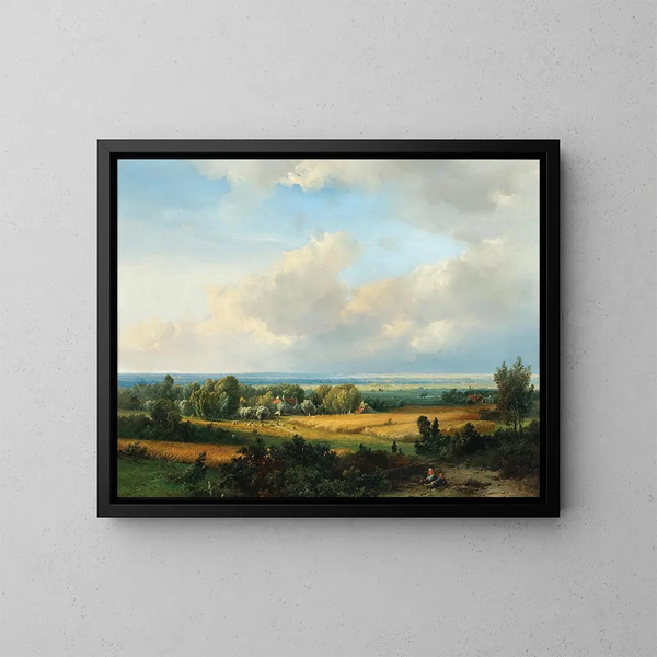 a vast summer landscape - Pieter Lodewijk Francisco Kluyver — framed artwork on a wall