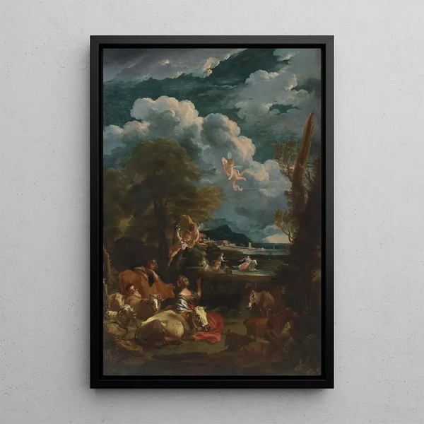 Landschap met de wegneming van Europa - Pieter Mulier de Jonge — ingelijst kunstwerk aan de muur
