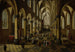L church of Saint-Walburge in Antwerp with a mass in progress, many figures, and an open door on the right - Pieter Neeffs the Younger — artwork view