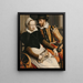 Man en vrouw bij het spinnewiel - Pieter Pietersz. — ingelijst kunstwerk aan de muur
