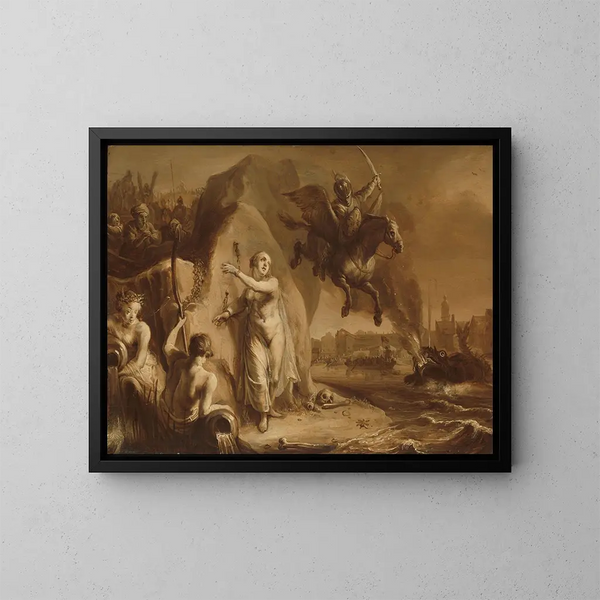 Persée and Andromeda Painting, allegory of the liberation of the Netherlands by Prince Frederick-Hendrik - Pieter Symonsz Potter — framed artwork on a wall