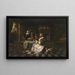 Binnenhuis schilderij met vier personen - Cirkel van Pieter de Hooch — ingelijst kunstwerk aan de muur