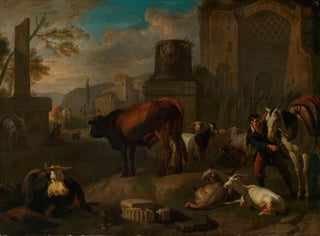 Pieter van Bloemen - Horses cattle sheep and goats among Roman ruins.webp