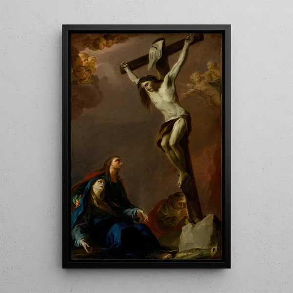 Modello pour un retabel de La Crucifixion avec la Vierge Marie, Madeleine et Saint Jean - Pietro Bardellino — ingelijst kunstwerk aan de muur