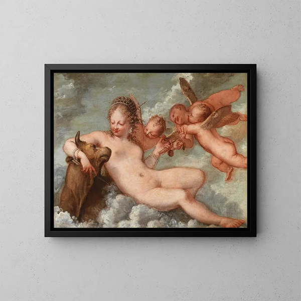 Venus accompanied by Libra and Taurus - Pietro Liberi — framed artwork on a wall