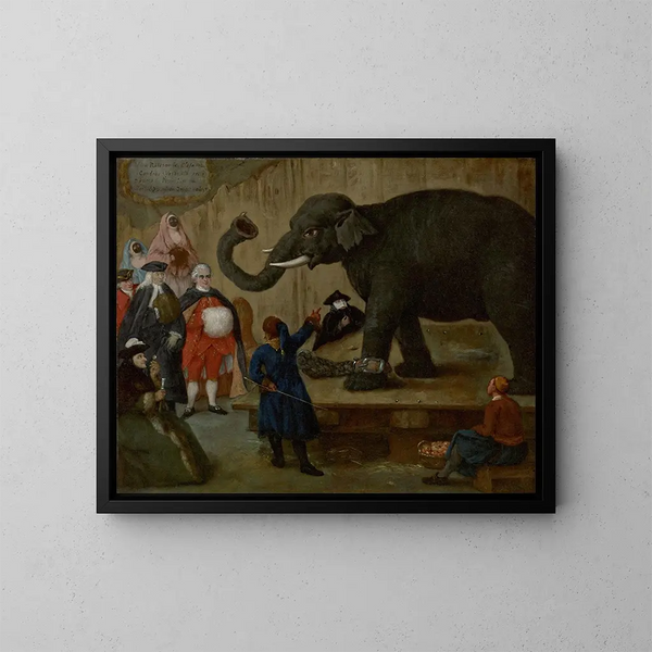 L'Exposition de l'Éléphant - Pietro Longhi — framed artwork on a wall
