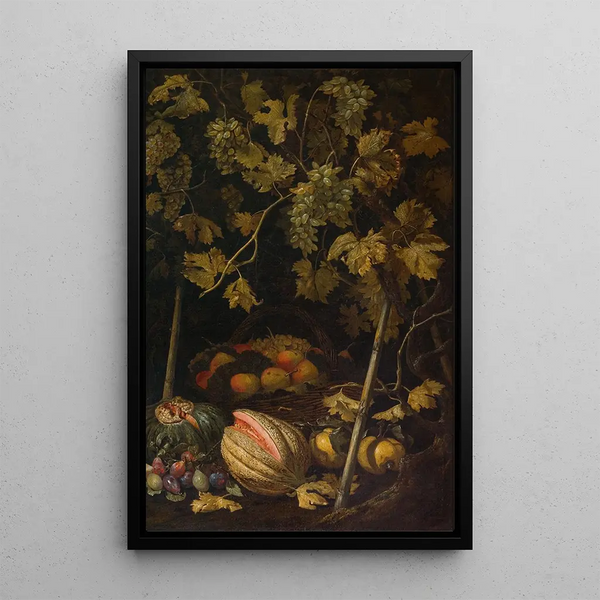 Natuurgetuigenis met fruit en wijnstok - Pietro Paolo Bonzi — ingelijst kunstwerk aan de muur