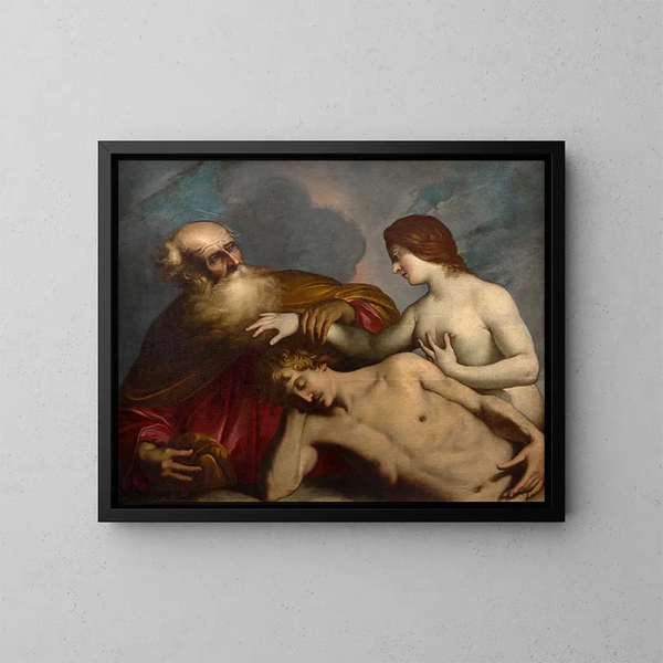 Creatie van Adam en Eva - Pietro Ricchi — ingelijst kunstwerk aan de muur