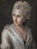 Een elegante jonge vrouw met een kanten hoed - Pietro Rotari — weergave van het kunstwerk