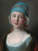 Portret van een jonge Russische meisje in een blauwe jurk - Pietro Rotari — weergave van het kunstwerk