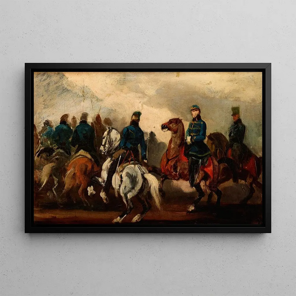 van het Oostenrijks huzaren detachement - Piotr Michałowski — ingelijst kunstwerk aan de muur