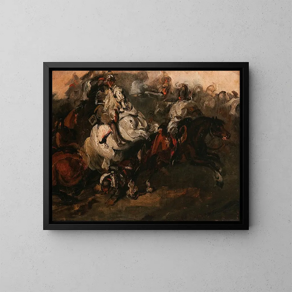 Encounter of cuirassiers - Piotr Michałowski — framed artwork on a wall