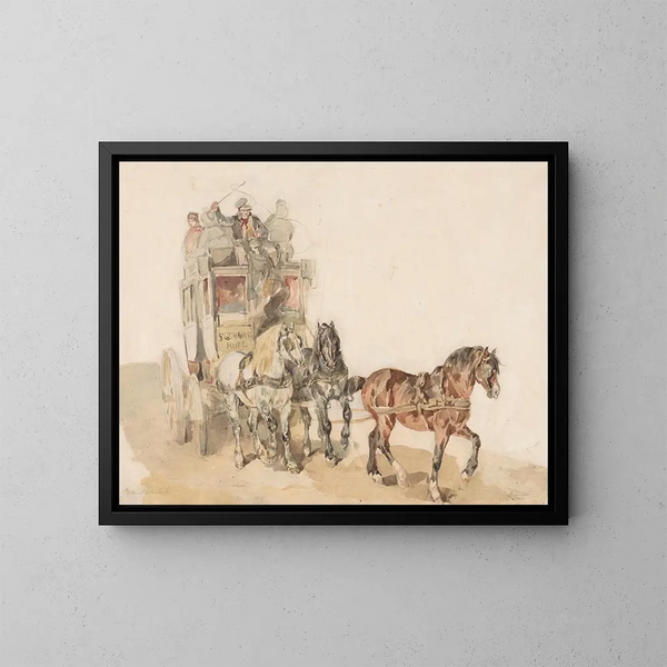 French diligence painting - Piotr Michałowski — framed artwork on a wall