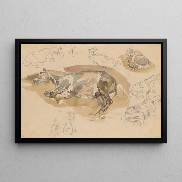 Études et esquisses de cheval au galop - Piotr Michałowski — framed artwork on a wall