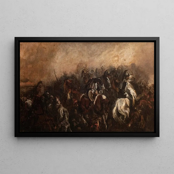 De Slag bij Mojaïsk - Piotr Michałowski — ingelijst kunstwerk aan de muur
