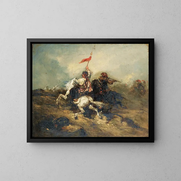 Charge de cavaliers turcs - Piotr Michałowski — ingelijst kunstwerk aan de muur