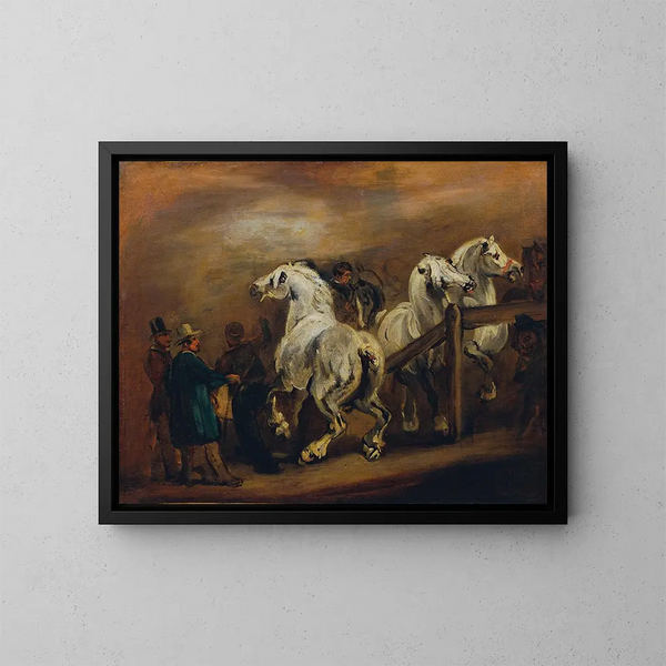 Markt voor paarden - Piotr Michałowski — ingelijst kunstwerk aan de muur
