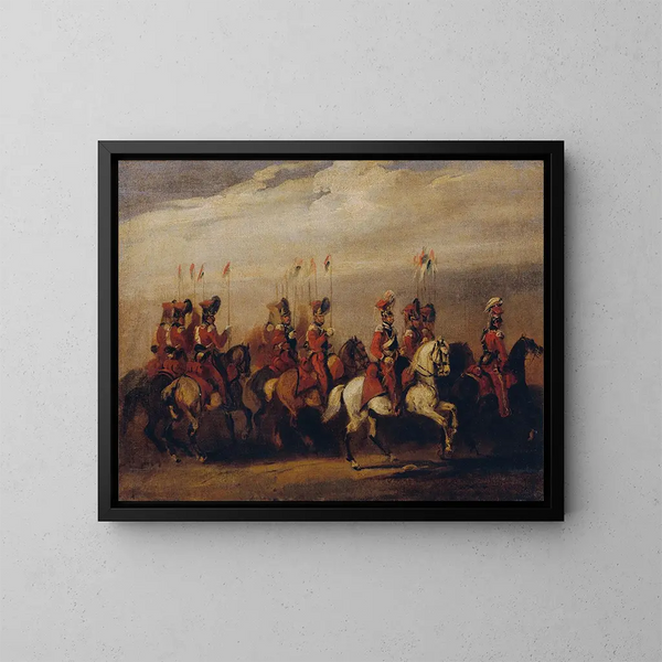 Roodkruis ruiters - Piotr Michałowski — ingelijst kunstwerk aan de muur